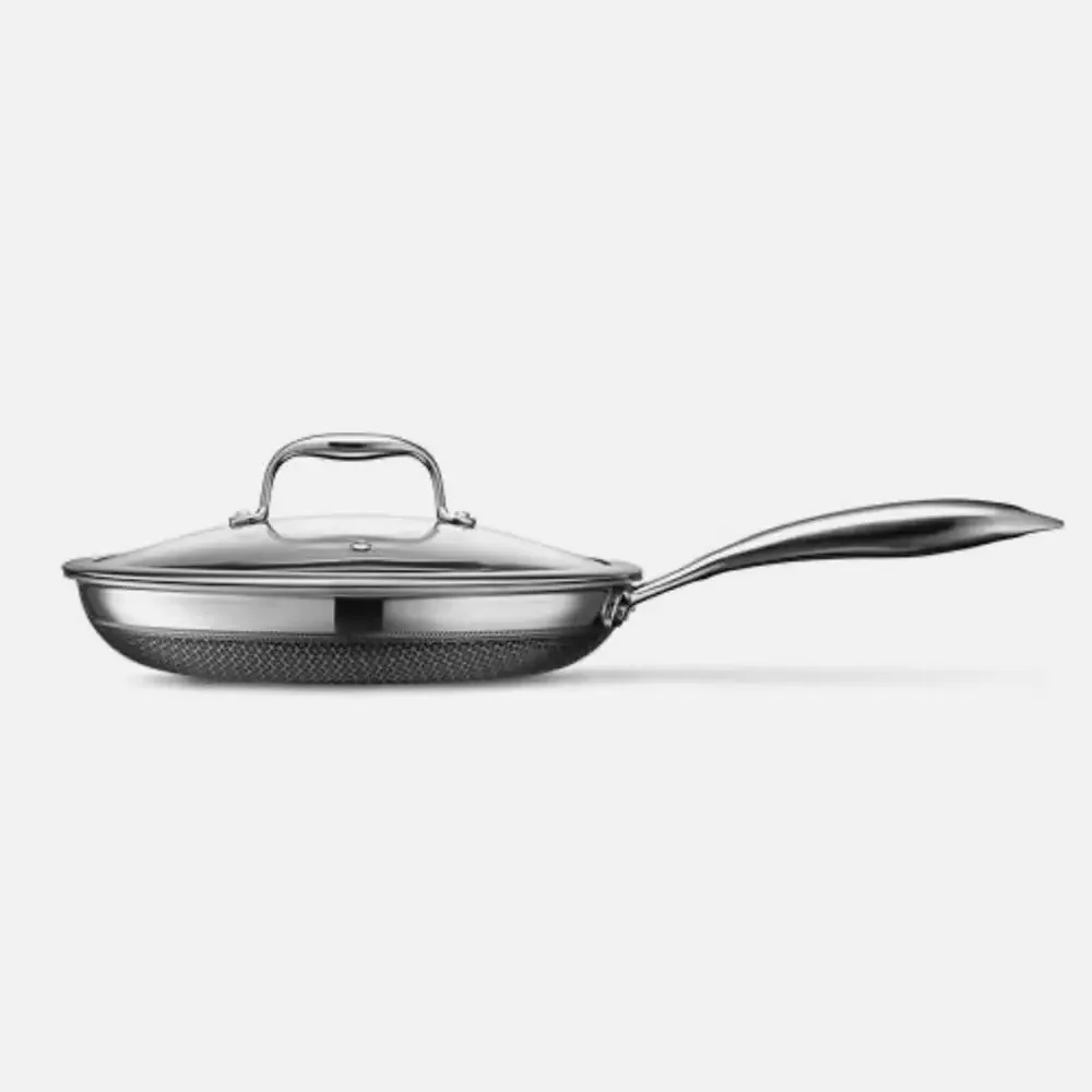 HexClad Hybrid Nonstick 12-Inch Frying Pan with Tempered Glass Lid Good Used - Picture 2 of 11